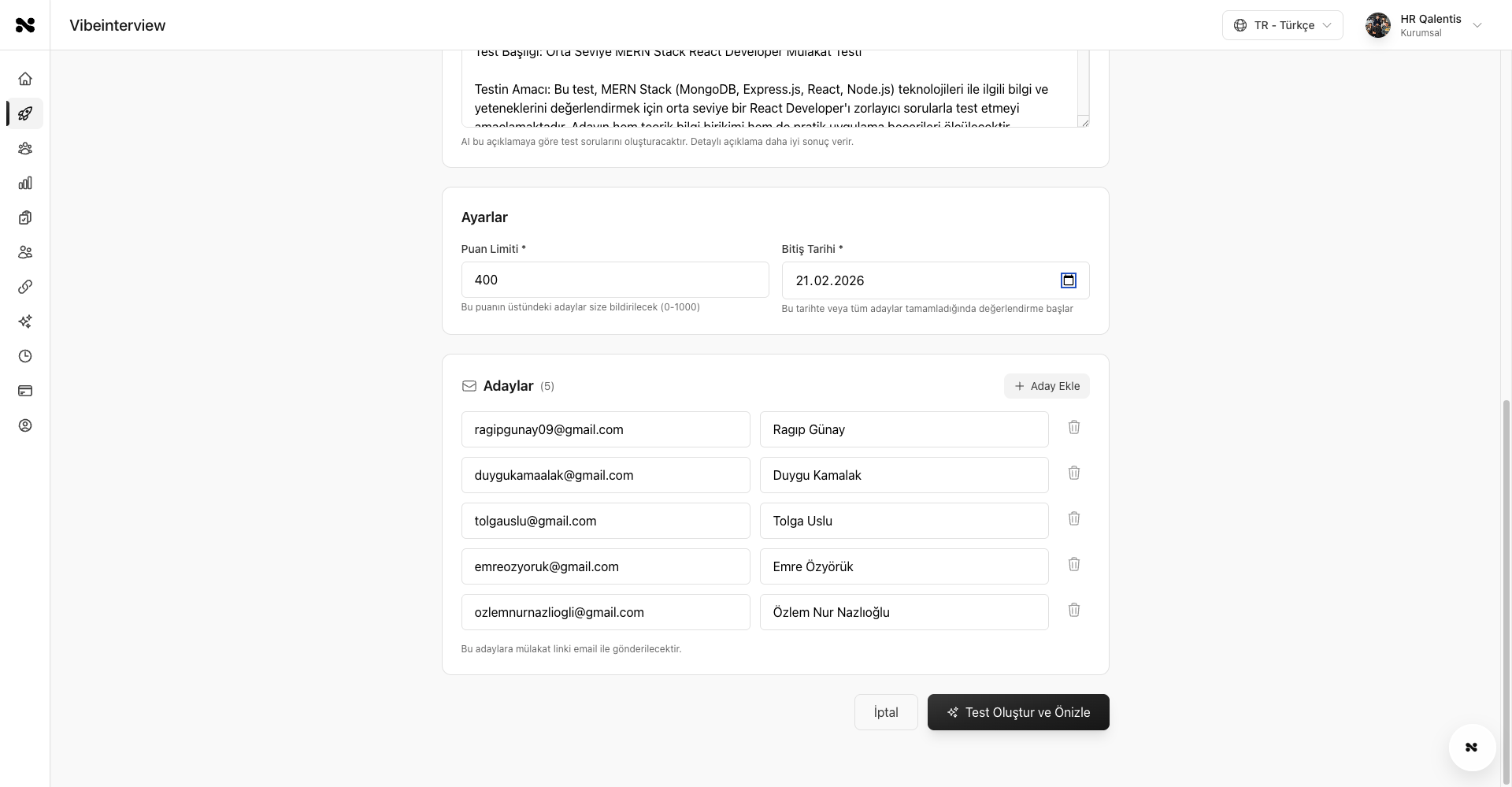 Score Threshold and Candidate Invites